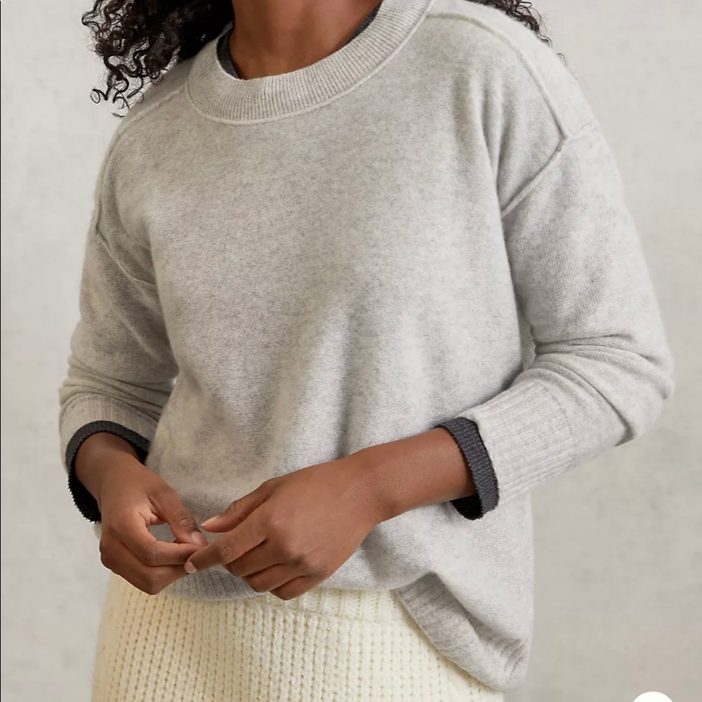 Anthropologie Saturday/Sunday Pilcro Angie Seamed Cashmere boat neck Sweater